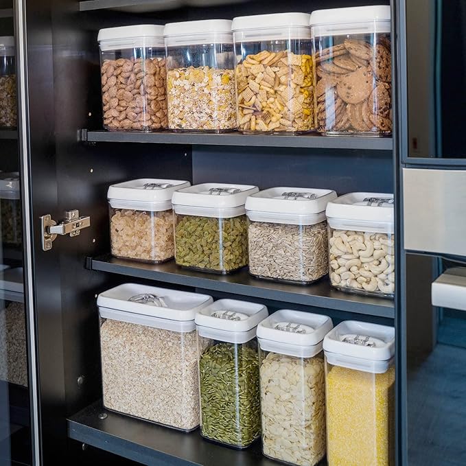 Felli Flip Tite Food Storage Container 5" LARGE Size Airtight Lid Lock Top, Stackable Kitchen Canister for Space Saving, Pantry Fridge Cupboard Organizer, Spice Seasoning Pet Treats Snack (1.1 qt) Felli