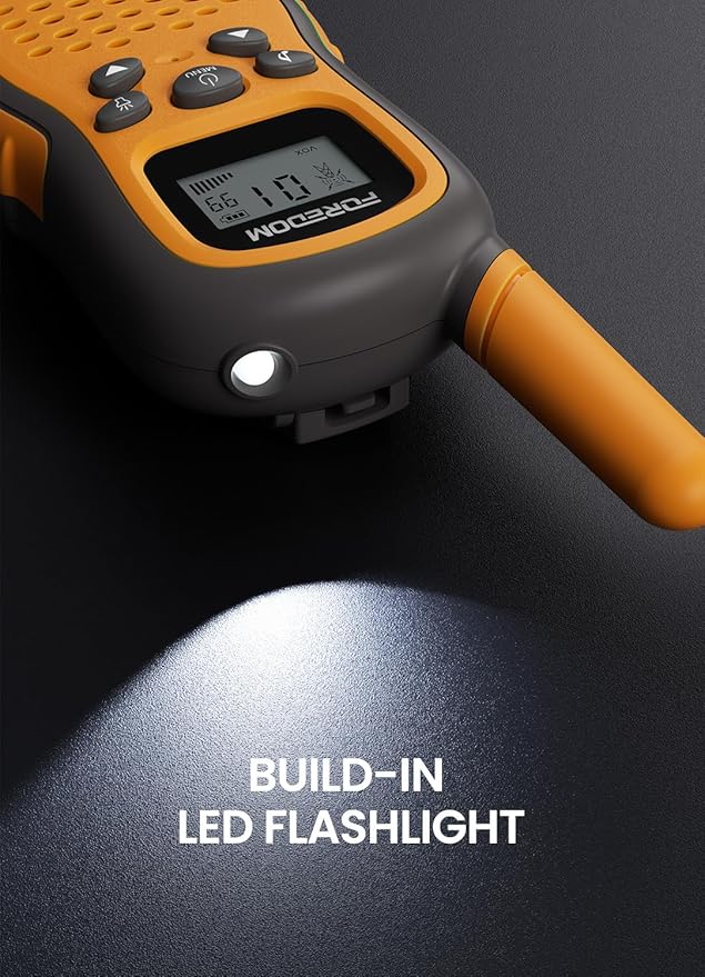 FOREDOM Walkie Talkies for Kids Walkie Talkies Long Range for Boys Age 3 to 12 Year Old Birthday Toys with Flashlight, Lanyards, 2 Pack - Orange FOREDOM