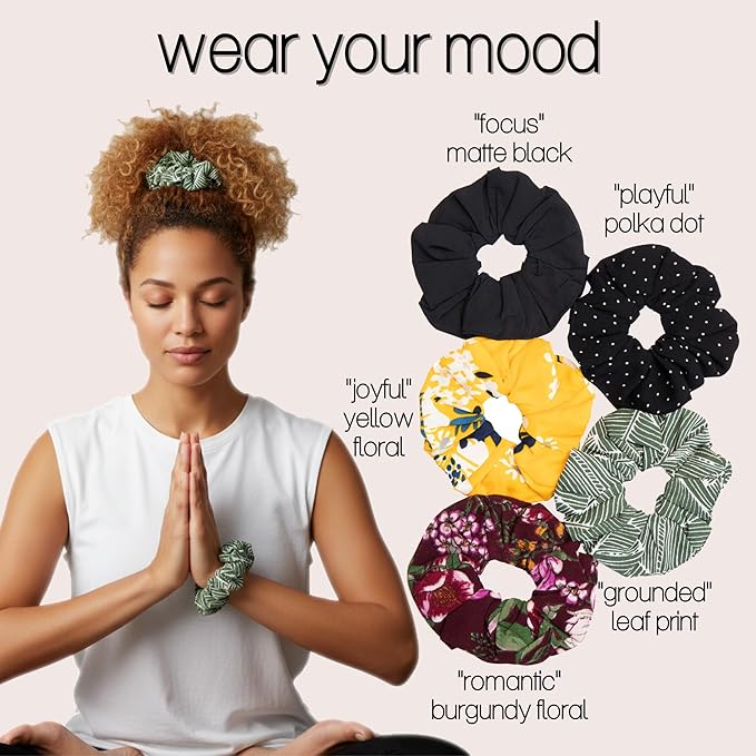 likemary Scrunchies for Women - Match Your Mood & Outfit - Strong, Snag-Free Hair Ties for All Hair Types Made from Sustainable Reclaimed Fabric - 5 Pack likemary
