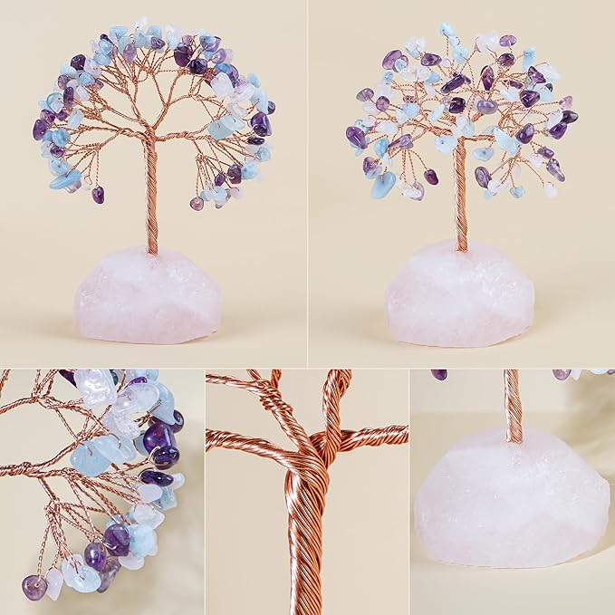 ZenBless 7 Chakra Healing Crystals Stones Tree of Life, Feng Shui Money Tree,Little Fake Bonsai Zen Spiritual Home Living Room Cubicle Office Desk Decor and Accessories for Women ZenBless