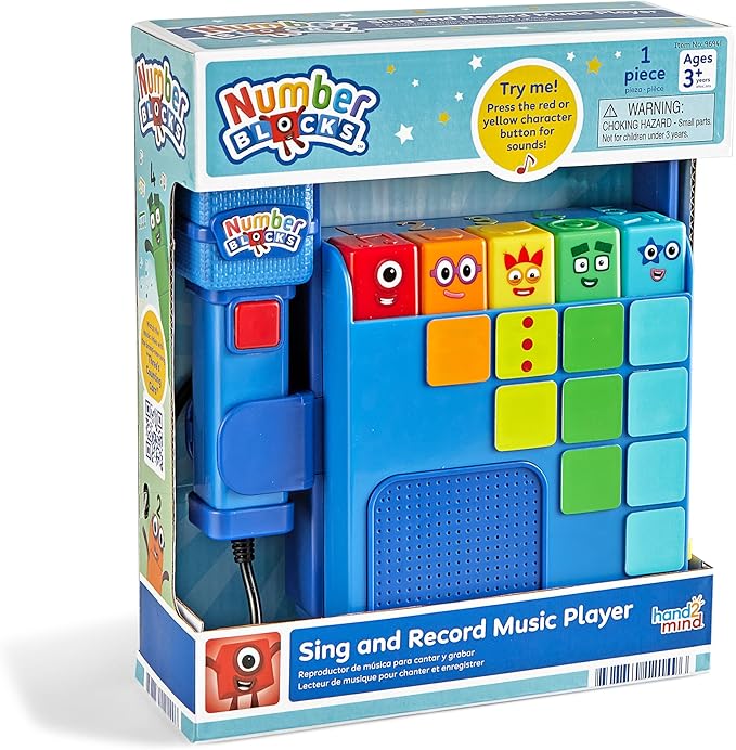 hand2mind Numberblocks Sing and Record Music Player, Kids Karaoke Microphone, Musical Toys, Toddler Boombox, Counting Toys, Preschool Math Learning Activities, Numbers for Toddlers, Birthday Gifts hand2mind