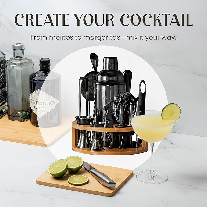 Mixology & Craft Bartender Kit - 15 Piece Set Including Cocktail Shaker and Bar Accessories, Perfect for Drink Mixing at Home, Plus Exclusive Recipe Cards MixologyCraft