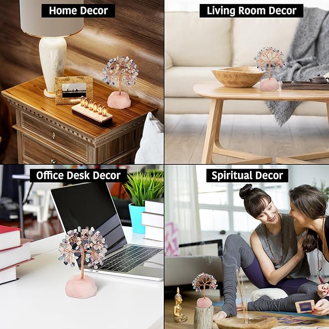 ZenBless 7 Chakra Healing Crystals Stones Tree of Life, Feng Shui Money,Little Fake Bonsai Tree Crystal Zen Spiritual Home Living Room Cubicle Office Desk Decor and Accessories for Women ZenBless