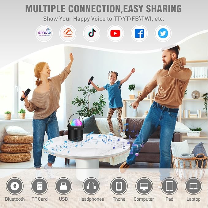 Karaoke Machine for Kids Portable Bluetooth Speaker with 2 Wireless Microphone 24 Pre-Loaded Nursery Rhymes Robot Kids Christmas Birthday Gifts for Girls Boys Ages 2,3,4,5,6,7,8,9,10,11,12 +Year Old FINYIORE