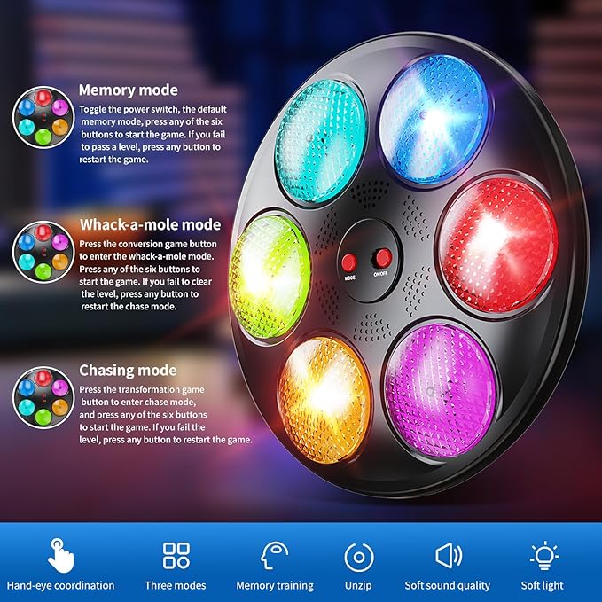 Handheld Light Up Electronic Memory Game for Kids Boys Girls Interactive Sound Car Travel Road Trip Toys Birthday Gifts for Ages 3-12 4-8 6-8 8-12 with Solo Multiplayer (Black) Kick Boosters