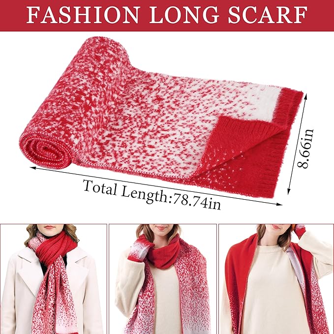 Womens Winter Knit Beanie Hats and Touchscreen Gloves Long Scarf Set with Warm Fleece Lined Skull Caps Scarves for Women FZFANTASTICZONE