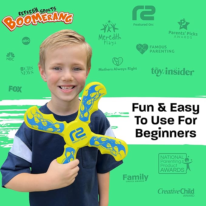 Kids Beach Toys Boomerang - Ultimate Beach Boomerangs for Beaches - Fun Easter Basket Stuffers for Boys & Girls - Playdates Sand Toys Soft Colorful Designs & Tons Of Fun Toy Easter Gifts For Kids RefreshSports