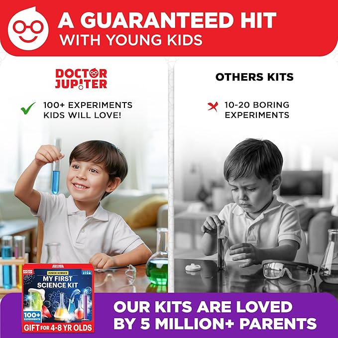 Doctor Jupiter My First Science Kit for Kids Ages 4-5-6-7-8 | Christmas, Birthday Gift Ideas for 4+ Year Old Boys & Girls | Toy Stem Kit with 100+ Experiments | Learning & Educational Projects DoctorJupiter