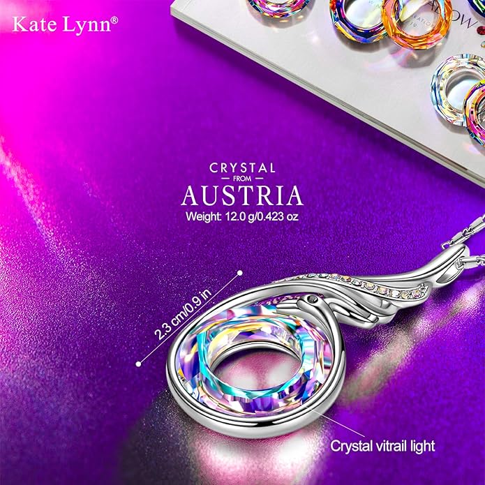 Kate Lynn "Rise From the Ashes Phoenix Necklace Made with Crystals from Austria, 18"+2" Necklace, Packaged with Jewelry Box, Birthday Gift for Women, Symbol of Luck and Renewal KateLynn