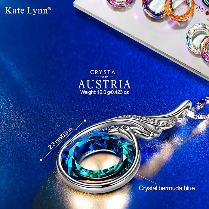 Kate Lynn "Rise From the Ashes Phoenix Necklace Made with Crystals from Austria, 18"+2" Necklace, Packaged with Jewelry Box, Birthday Gift for Women, Symbol of Luck and Renewal KateLynn