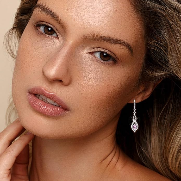 Infinity Dangle Drop Earrings for Women 925 Sterling Silver Leverback Earrings with Birthstone Jewelry Gifts for Women BlaniyJewelry