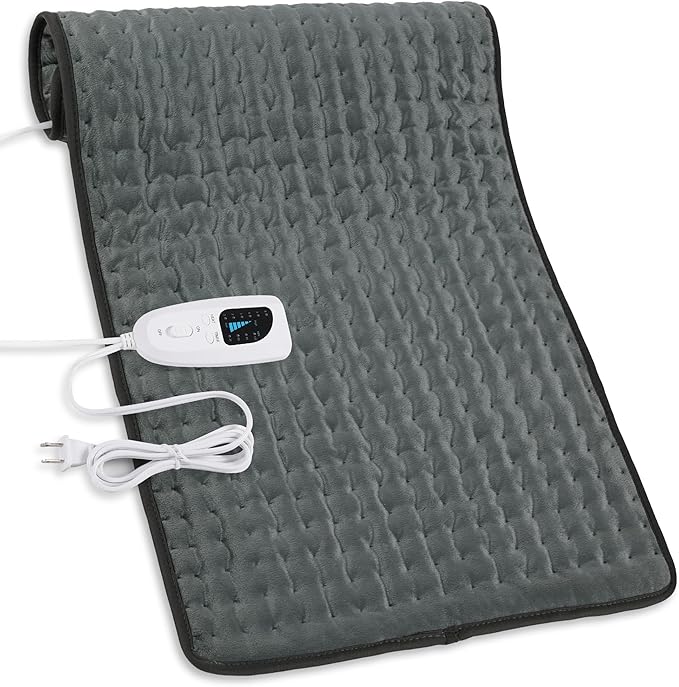 Deepsoon Heating Pad,Electric Heating Pads for Back,Neck,Abdomen,Moist Heating Pad for Shoulder,Knee,Arms,Legs,Dry/Moist Heat & Auto Shut Off,Christmas Gifts for Men and Women,Dark Gray,33x17 Inch Deepsoon
