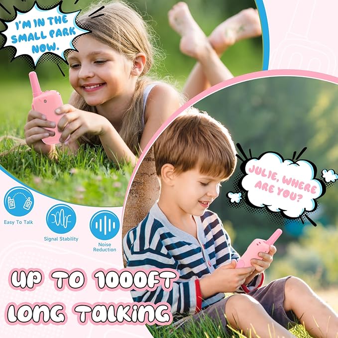Toys for 3-12 Year Old Boys Girls, Walkie Talkies for Kids 2 Channels 2 Way Radio Toy…, Pink, WTK08 Holiky