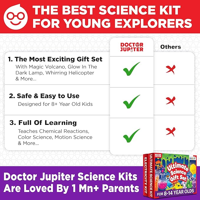 Doctor Jupiter Ultimate Science Gift Set of Science Kit, Electricity Kit for Kids Age 8-12 | Birthday Gifts for Boys & Girls of 8,9,10,11,12,13,14 Year Olds | STEM Learning & Education Toys DoctorJupiter