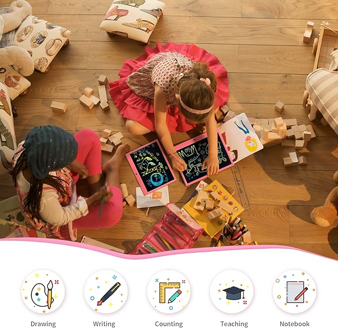 LCD Writing Tablet for Kids, 15 Inch Colorful Electronic Doodle Board, Educational Learning Kids Drawing Tablet Toys, Christmas Birthday Gift for 3 4 5 6 7 8 9 Year Old Girls Boy ERUW