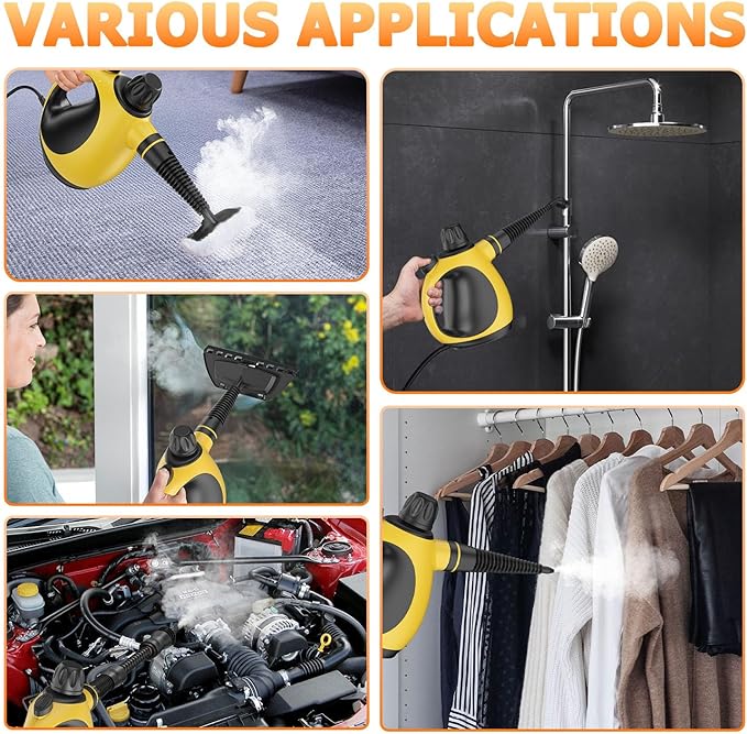 Handheld Steam Cleaner - High Pressure Steam Cleaner for Home, Multi-Functional Cleaning Tools for Kitchen, Bathroom, Couch, Car. Portable Steamer Makes Housework Easier Kick Boosters