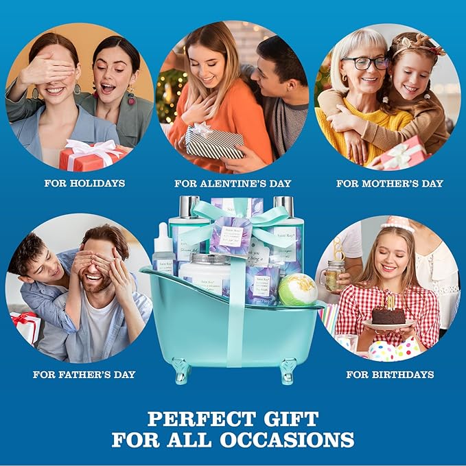 Bath and Body Basket Set Luxury EUCALYPTUS & Mint Spa Gift Basket for Women, Unique Bath Gift Baskets Gifts, Home Spa Kit Christmas Gifts for Women, birthday gift baskets for Dad Mother's Day SaintRoy