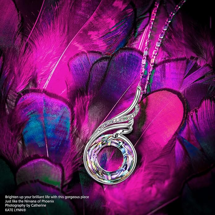 Kate Lynn "Rise From the Ashes Phoenix Necklace Made with Crystals from Austria, 18"+2" Necklace, Packaged with Jewelry Box, Birthday Gift for Women, Symbol of Luck and Renewal KateLynn