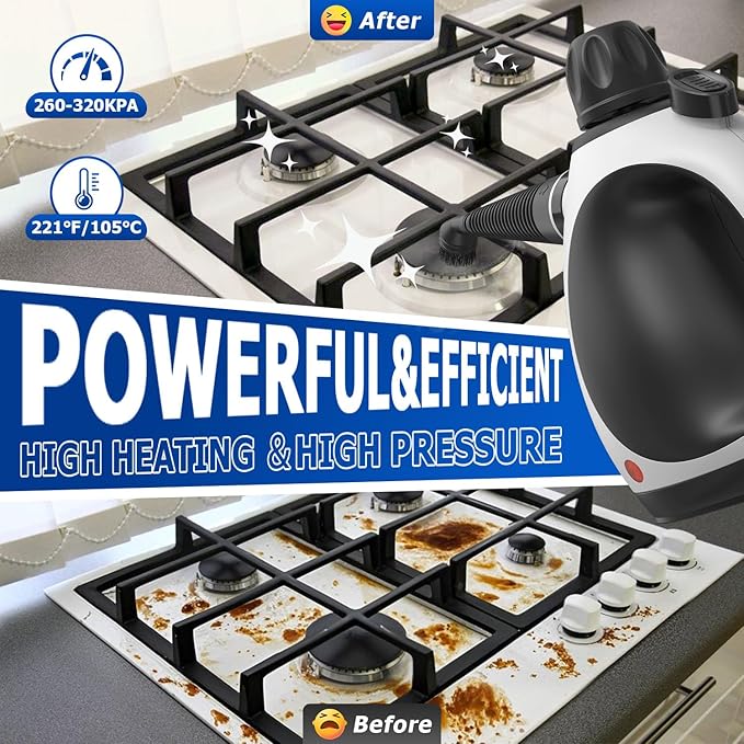 Handheld Steam Cleaner - High Pressure Steam Cleaner for Home, Multi-functional Cleaning Tools for Kitchen, Bathroom, Couch, Car. Portable Steamer Makes Housework Easier. Kick Boosters
