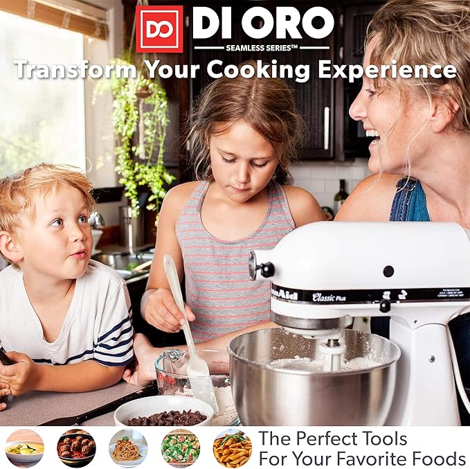 DI ORO Silicone Spoons for Cooking - Large Kitchen Spoons for Mixing, Serving, & Stirring - 600°F Heat-Resistant Non Stick Utensils – Big Solid & Slotted Basting Spoons - Dishwasher Safe (2pc, Clay) DIORO