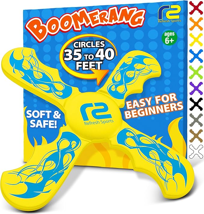 Kids Beach Toys Boomerang - Ultimate Beach Boomerangs for Beaches - Fun Easter Basket Stuffers for Boys & Girls - Playdates Sand Toys Soft Colorful Designs & Tons Of Fun Toy Easter Gifts For Kids RefreshSports