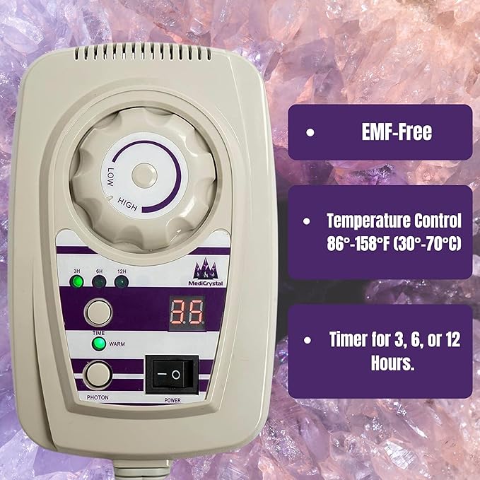 MediCrystal Far Infrared Amethyst Mat - Natural Agates + Photon Red Lights - FDA Registered Manufacturer - Negative Ion - FIR Heating Pad (Flex 72" L x 24" W) MediCrystal