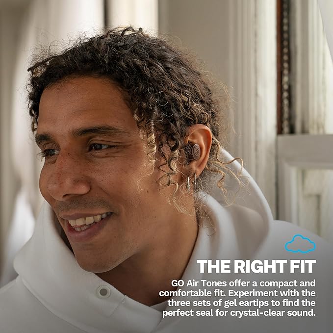 JLab Go Air Tones+ True Wireless Earbuds Designed with Auto On and Connect, Touch Controls, 32+ Hours Bluetooth Playtime, EQ3 Sound, and Dual Connect, Natural Earthtone Color (4625 W) JLab