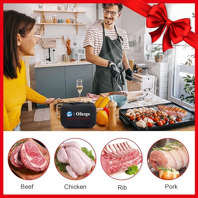 Ofargo Stainless Steel Meat Injector Syringe with 4 Marinade Needles and Travel Case for BBQ Grill Smoker, gifts for men dad husband in Thanksgiving Christmas day GreatgiftsidealforThanksgivingandX-mas