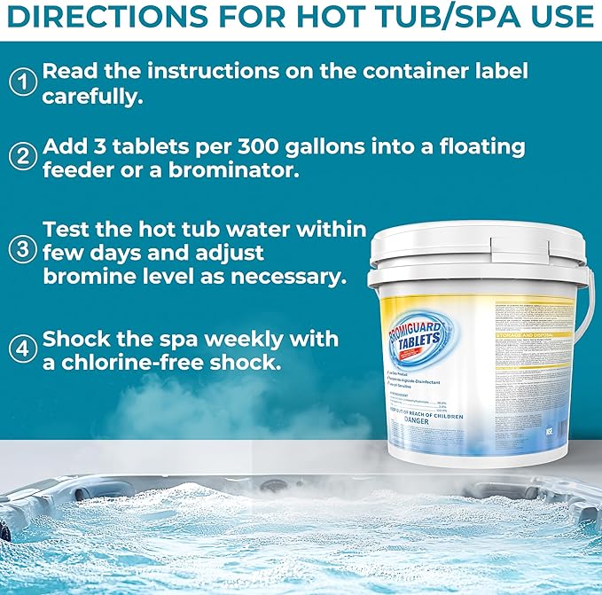 1 Inch Bromine Tablets | Brominating Chemical Sanitizer for Spas, Hot Tubs or Indoor Pools - Low Odor, Less Irritation, Pre-Stabilized, Long-Lasting, Chlorine Alternative - 8 lbs Kick Boosters