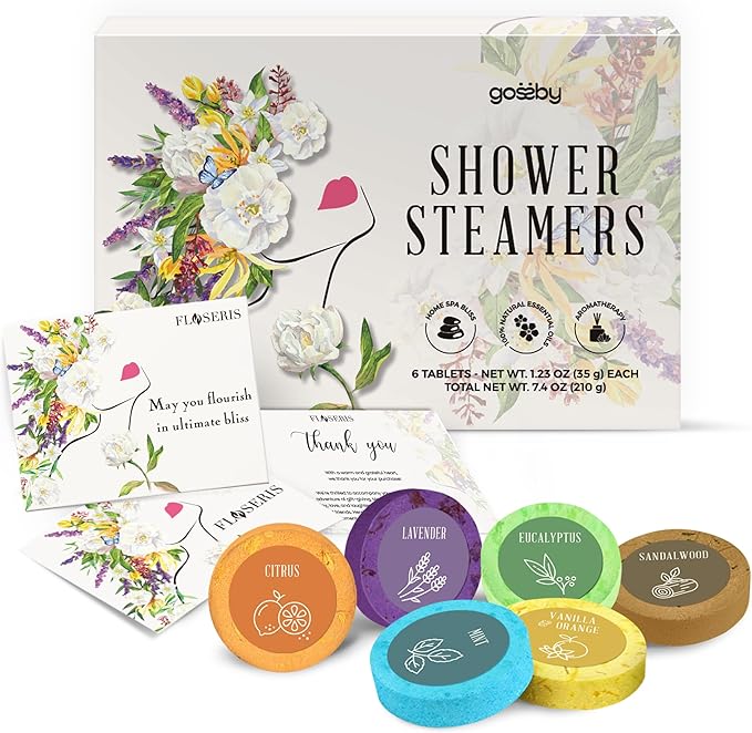 Shower Steamers Aromatherapy GOSSBY 6 Pack - Gifts for Women, Birthday Gifts for Her, Home Spa, Shower Bombs, Self Care, Relaxation, Lavender Essential Oil, Teen Girl Gifts - Serene Essence Style Gossby