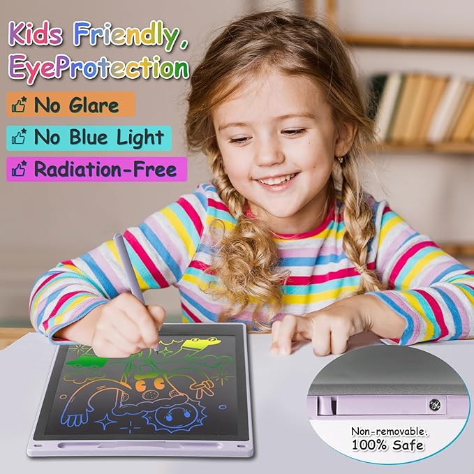 12 Inch LCD Writing Tablet - Colorful Electronic Drawing Pad & Doodle Board for Kids Ages 3-8, Erasable Educational Toy, Birthday and Christmas Gift for Girls and Boys (White) ArtcraftandStorage