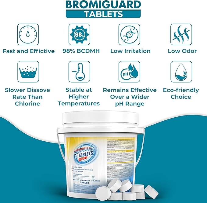 1 Inch Bromine Tablets | Brominating Chemical Sanitizer for Spas, Hot Tubs or Indoor Pools - Low Odor, Less Irritation, Pre-Stabilized, Long-Lasting, Chlorine Alternative - 3.5 lbs Kick Boosters