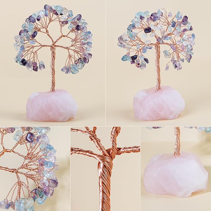 ZenBless 7 Chakra Healing Crystals Stones Tree of Life, Feng Shui Money,Little Fake Bonsai Tree Crystal Zen Spiritual Home Living Room Cubicle Office Desk Decor and Accessories for Women ZenBless