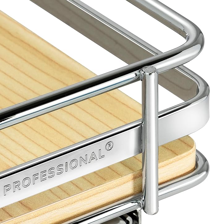 LYNK PROFESSIONAL® Élite™ Pull Out Spice Rack Organizer for Inside Kitchen Cabinets - 10-3/8 inch Wide - Slide Out Drawer – Wood/Chrome Sliding Spice Cabinet Organization Shelf Racks - 1 Tier LYNKPROFESSIONAL