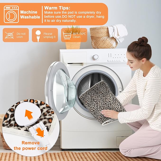 Deepsoon Heating Pad,Electric Heating Pads for Back,Neck,Abdomen,Moist Heating Pad for Shoulder,Knee,Arms,Legs,Dry/Moist Heat & Auto Shut Off,Birthday Gifts for Men and Women,Leopard Print,33x17 Inch Deepsoon