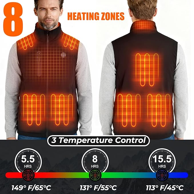 Heated Vest for Men Women with APP Control & 7.4V 20000mAh Battery Pack, Winter Heating Vests Hiking Christmas Gifts HeatedSocksGlovesVest