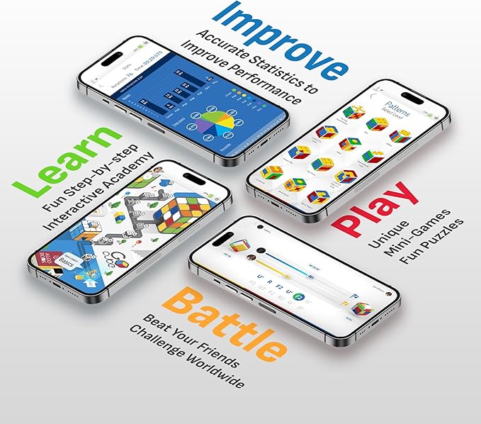 GoCube Edge, The Connected Electronic Bluetooth Cube - Award-Winning 3x3 Magnetic Speed Cube - App Enabled Interactive Smart Cube - Best Gift for Kids & Adults - STEM Brain Teaser Puzzles - Free App Particula