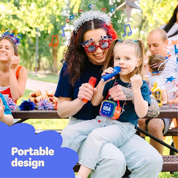 Move2Play, USA Karaoke Machine for Kids | Includes 20+ American Songs | 2 Microphones | Connect with Bluetooth for 3, 4, 5, 6, 7+ Year Olds | Toy for Girls & Boys | Super Bowl Move2Play