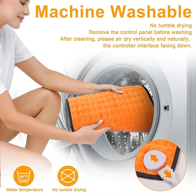 Deepsoon Heating Pad,Electric Heating Pads for Back,Neck,Abdomen,Moist Heating Pad for Shoulder,Knee,Arms,Legs,Dry/Moist Heat & Auto Shut Off,Birthday Gifts for Men and Women,Orange Black,24x20 Inch Deepsoon