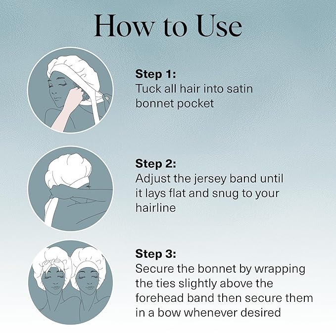 Kitsch XL Satin Bonnet for Sleeping - Softer Than Silk Hair Bonnet for Women - Secure Fit, Adjustable Night Cap for Curly & Textured Hair - Prevents Breakage, Tangles & Thinning- Haze Blue Kitsch