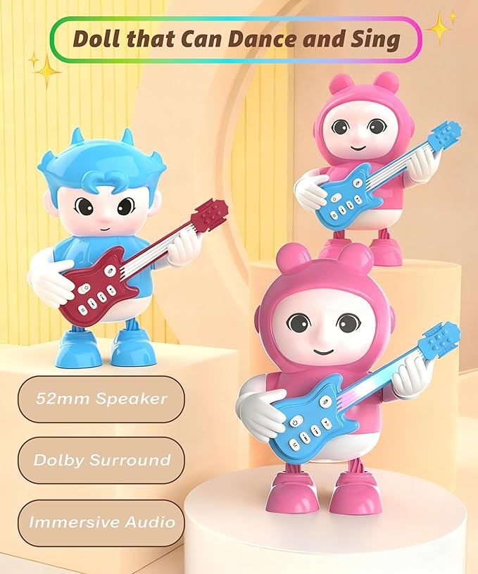 URROY Kids Karaoke Machine with Microphone – Mini Portable Bluetooth Speaker for Kids Ages 3-12, Cartoon Dancing Karaoke Toy with LED Lights Singing Gift for Girls & Boys Birthday URROY