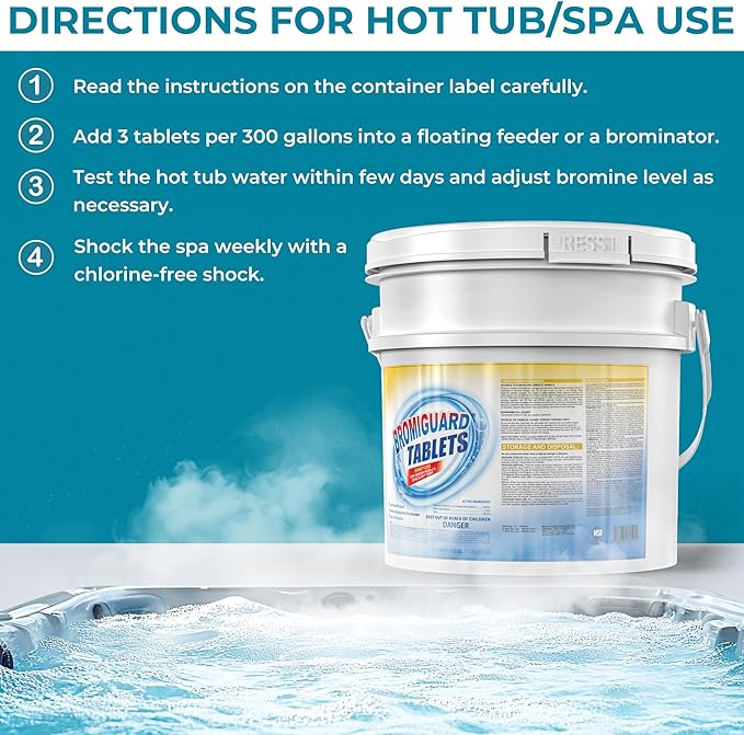 1 Inch Bromine Tablets for Spas Hot Tubs or Indoor Pools, Brominating Tabs Sanitizer, Chlorine Alternative - Low Odor, Long-Lasting, Pre-Stabilized-25.5 LB Kick Boosters
