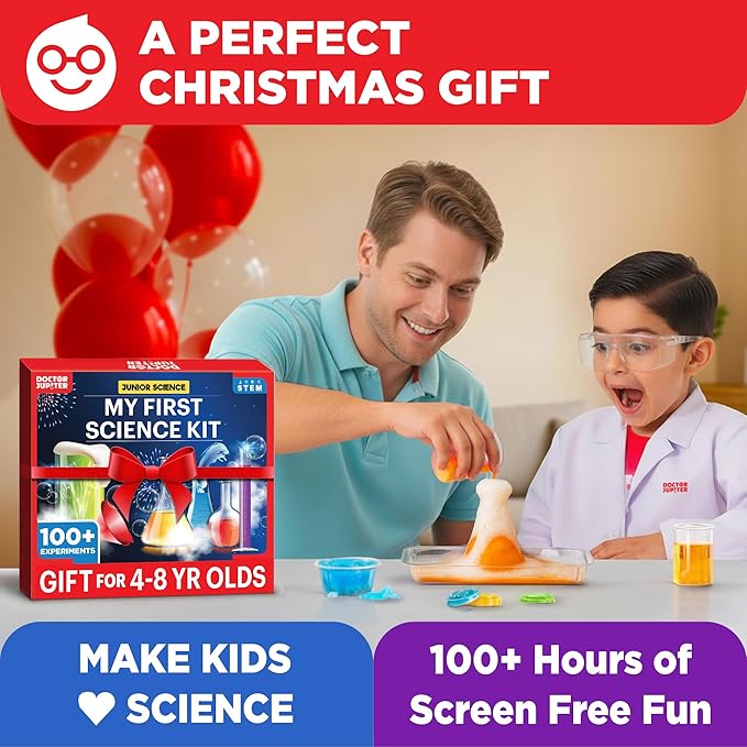 Doctor Jupiter My First Science Kit for Kids Ages 4-5-6-7-8 | Christmas, Birthday Gift Ideas for 4+ Year Old Boys & Girls | Toy Stem Kit with 100+ Experiments | Learning & Educational Projects DoctorJupiter