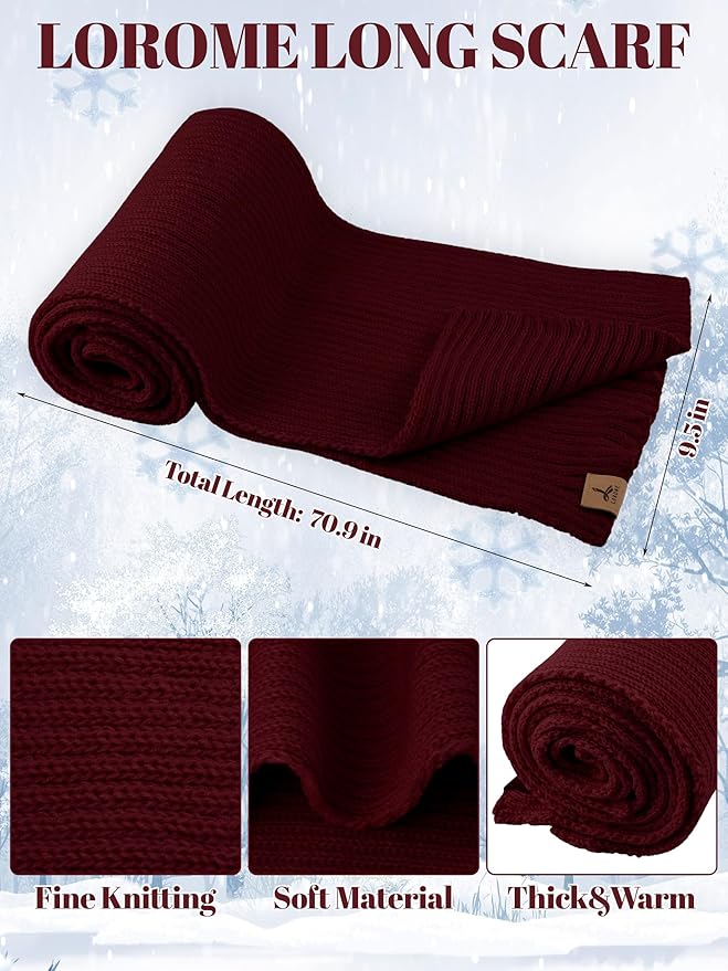 LOROME Women Winter Beanie Hat Scarf Gloves Set, Fleece Knitted Pompom Hat Warm Neck Scarf Touchscreen Gloves Winter Gift LOROME