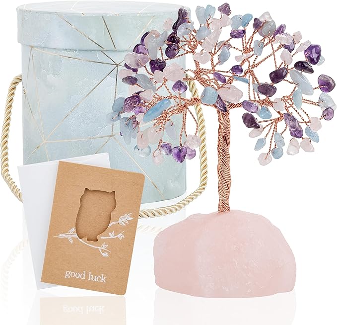 ZenBless 7 Chakra Healing Crystals Stones Tree of Life, Feng Shui Money Tree,Little Fake Bonsai Zen Spiritual Home Living Room Cubicle Office Desk Decor and Accessories for Women ZenBless