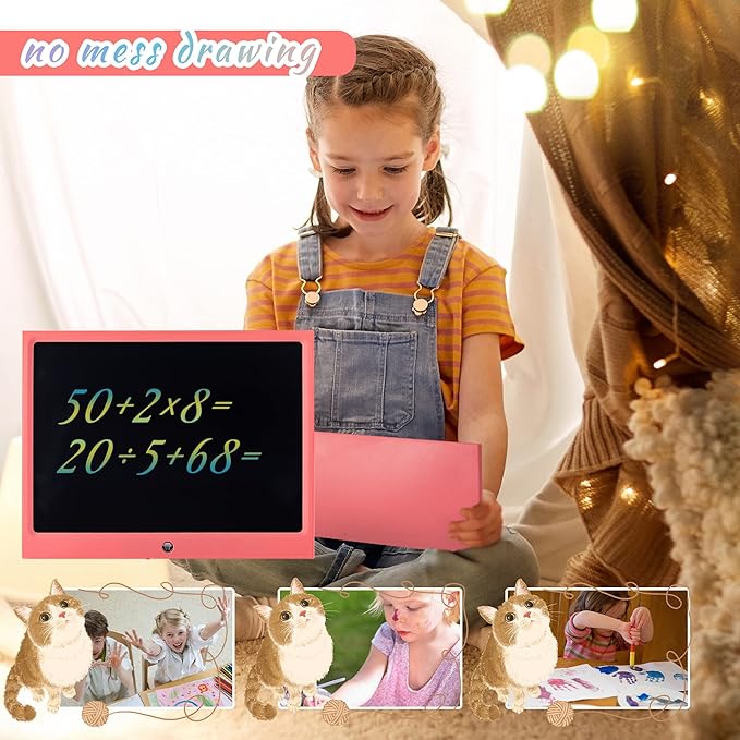 LCD Writing Tablet for Kids, 15 Inch Colorful Electronic Doodle Board, Educational Learning Kids Drawing Tablet Toys, Christmas Birthday Gift for 3 4 5 6 7 8 9 Year Old Girls Boy ERUW