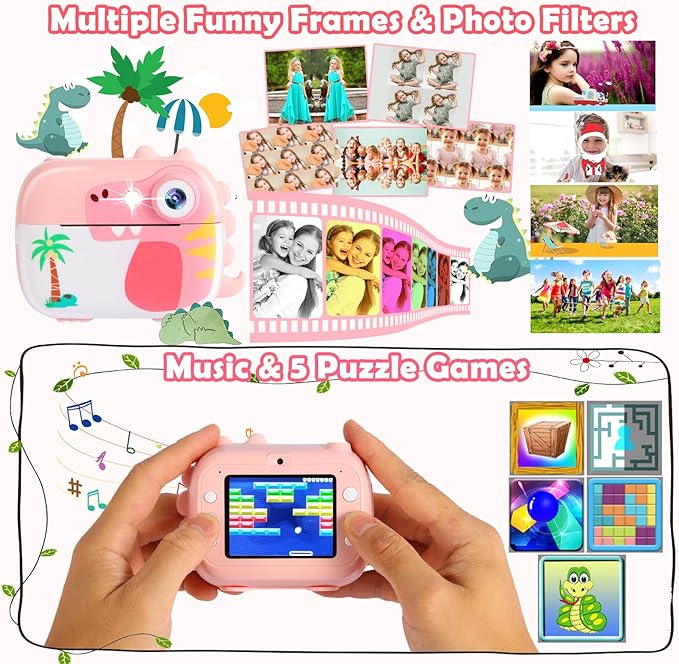 Kids Camera Instant Print,Children Digital Camera Toys with HD Video for Kids Aged 3-12,Christmas Birthday Festival Present for Girls Boys,with 7 Rolls Instant Paper,M3 ARNSSIEN