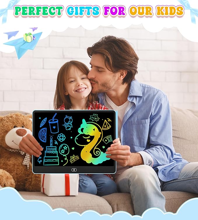 LCD Writing Tablet Doodle Board, 16 inch Colorful Drawing Tablet Writing Pad for Kids, Electronic Erasable Learning Educational Girls Gifts Toys for 3 4 5 6 7 Year Old Girls Boys pbeknco