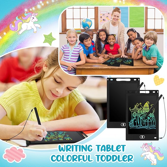 Tinlade 12 Pack LCD Writing Tablets for Kids, 8.5 Inch Erasable Doodle Boards Portable Electronic Drawing Pads, Learning Bulk Toys Gifts for Christmas School(Black) Tinlade