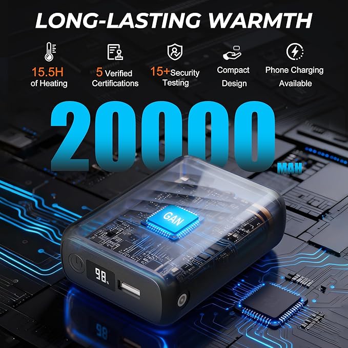Heated Vest for Men Women with APP Control & 7.4V 20000mAh Battery Pack, Winter Heating Vests Hiking Christmas Gifts HeatedSocksGlovesVest
